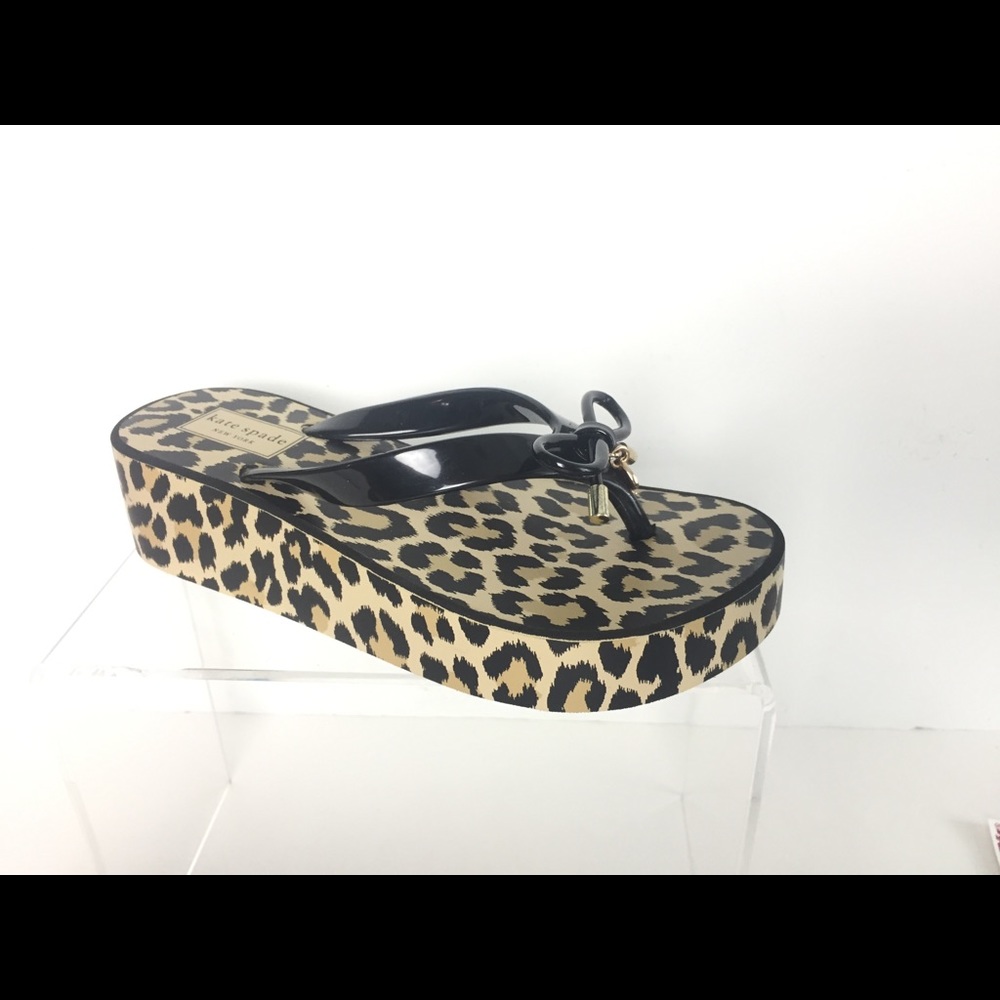 New Kate spade leopard wedge platform flip flop size 6